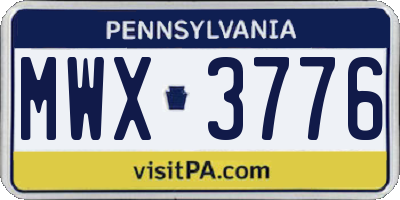 PA license plate MWX3776