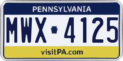PA license plate MWX4125