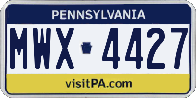 PA license plate MWX4427