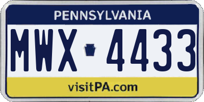 PA license plate MWX4433