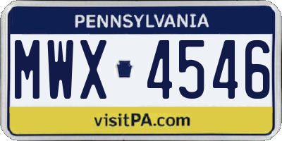 PA license plate MWX4546