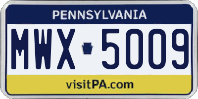 PA license plate MWX5009
