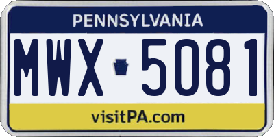PA license plate MWX5081