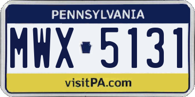 PA license plate MWX5131