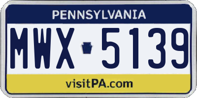 PA license plate MWX5139