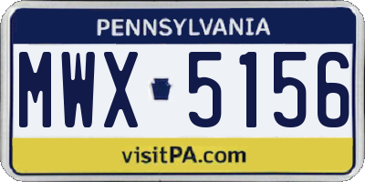 PA license plate MWX5156