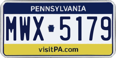 PA license plate MWX5179