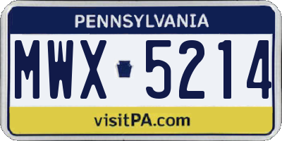 PA license plate MWX5214