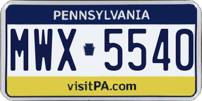 PA license plate MWX5540
