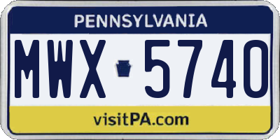 PA license plate MWX5740