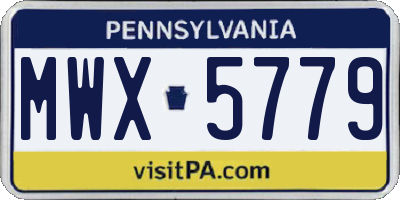 PA license plate MWX5779