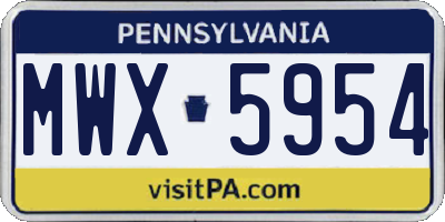 PA license plate MWX5954