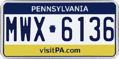 PA license plate MWX6136