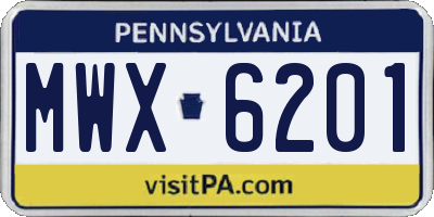 PA license plate MWX6201