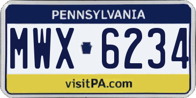 PA license plate MWX6234