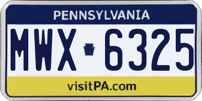 PA license plate MWX6325