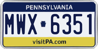 PA license plate MWX6351