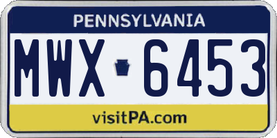 PA license plate MWX6453