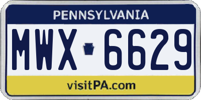 PA license plate MWX6629