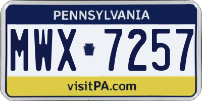 PA license plate MWX7257