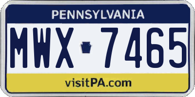 PA license plate MWX7465