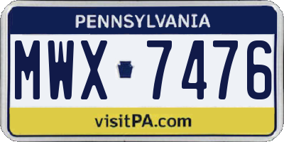PA license plate MWX7476