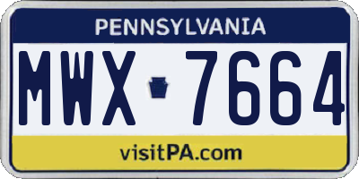 PA license plate MWX7664