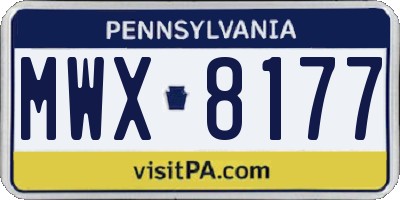 PA license plate MWX8177