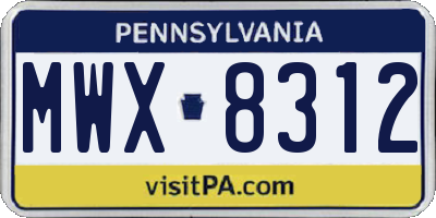 PA license plate MWX8312