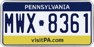 PA license plate MWX8361