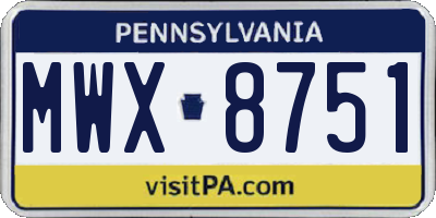 PA license plate MWX8751