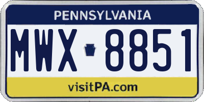 PA license plate MWX8851