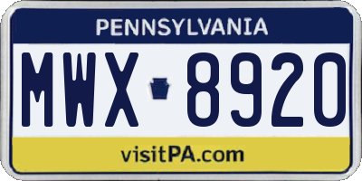 PA license plate MWX8920