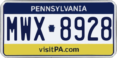 PA license plate MWX8928