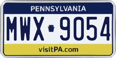 PA license plate MWX9054