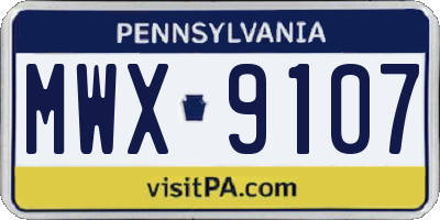 PA license plate MWX9107
