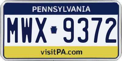 PA license plate MWX9372