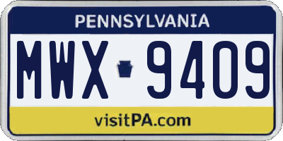 PA license plate MWX9409