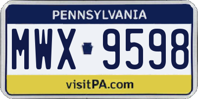 PA license plate MWX9598