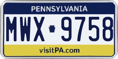PA license plate MWX9758