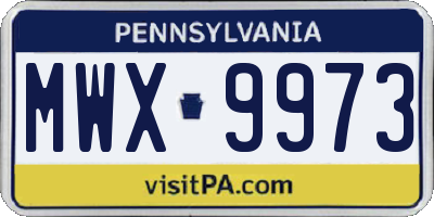 PA license plate MWX9973