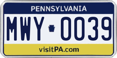 PA license plate MWY0039