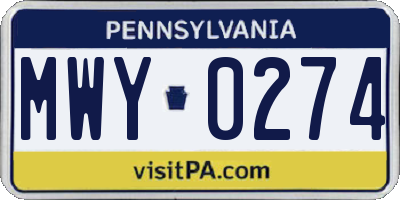 PA license plate MWY0274