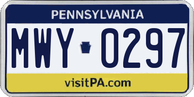 PA license plate MWY0297