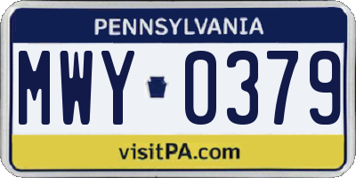 PA license plate MWY0379