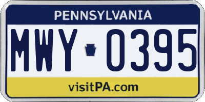 PA license plate MWY0395