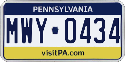PA license plate MWY0434
