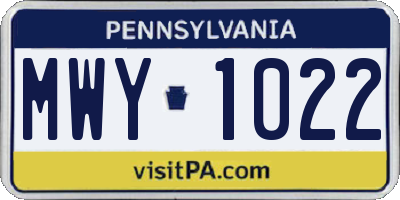 PA license plate MWY1022