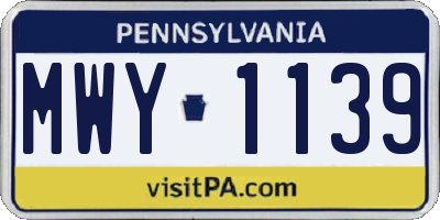 PA license plate MWY1139