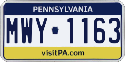 PA license plate MWY1163